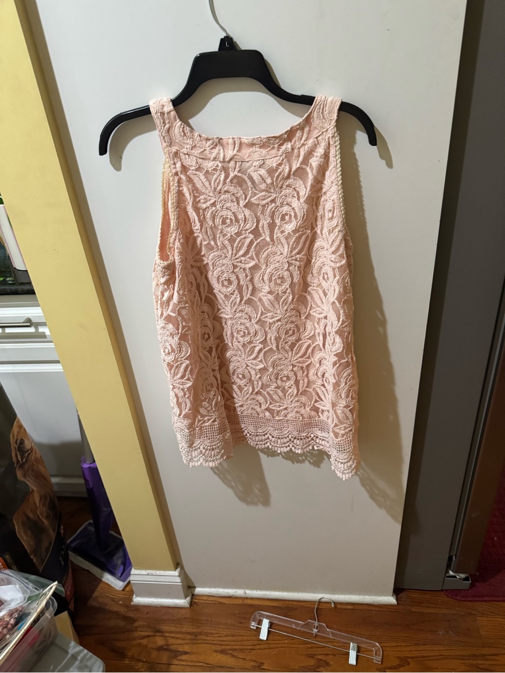 Lauren Michelle Blush Lace Floral Crochet Tank - Picture 8 of 8